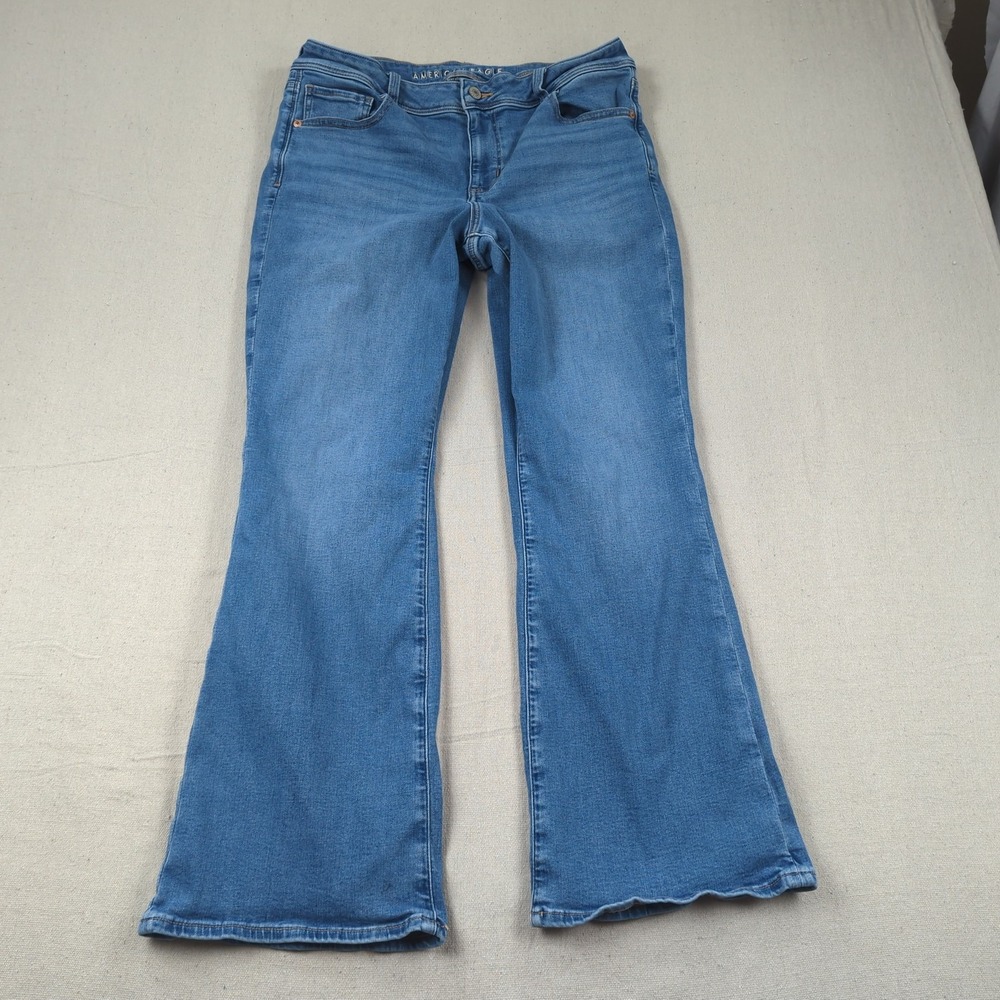 American Eagle Jeans Womens 14 Blue Kick Boot Cut Short Stretch Western